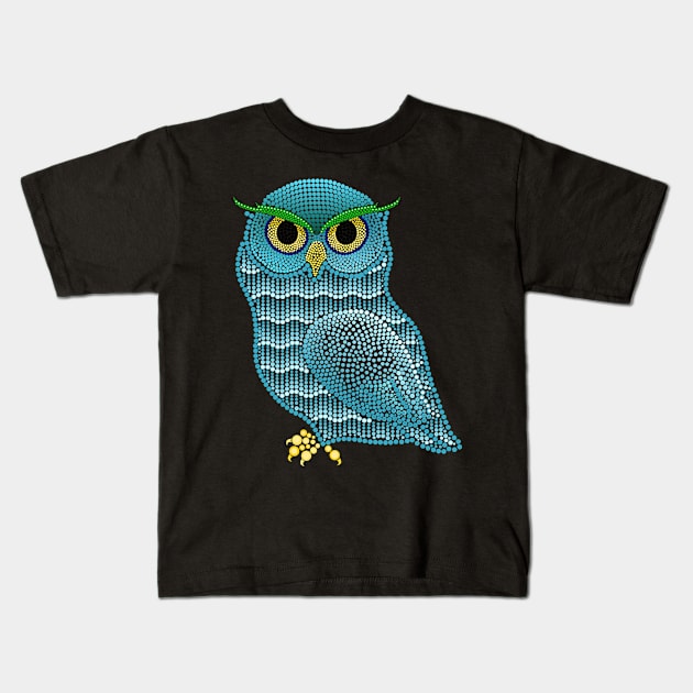 Owl - dot painting Kids T-Shirt by ElleNico Art & Design